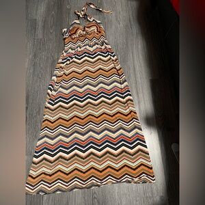 Bisou Bisou Orange Black High Low Sundress